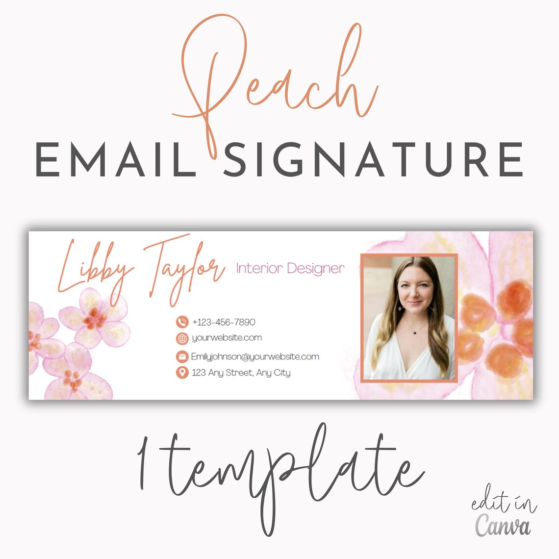 Email Signature Template Canva Editable Email Signature Spring Email ...