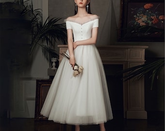 plus size tea length bridal gowns