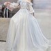 Light Blue Gradient Tulle Off Shoulder Fairy Prom Dress With Long Sleeve,Retro Formal Party Evening Dress Gown,Vintage Bridal Dress 