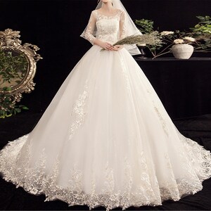 Long Sleeve Wedding Dress Ball Gown 