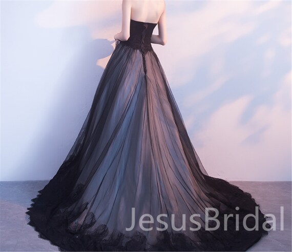 Black Strapless Sweetheart Prom Dress LaceProm Dresses - Etsy 日本