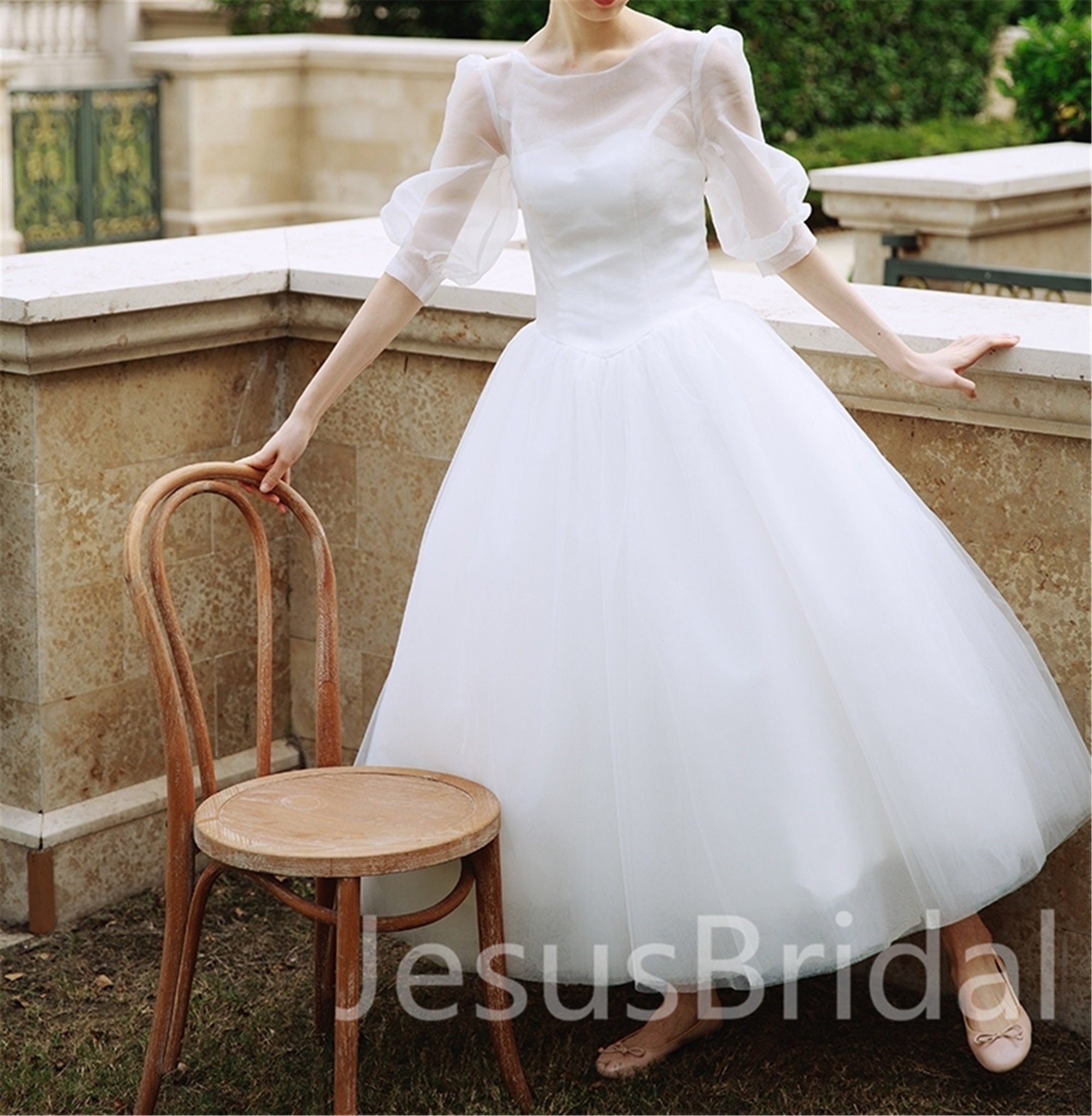 Ankle Length Tulle Wedding Dress Prom 