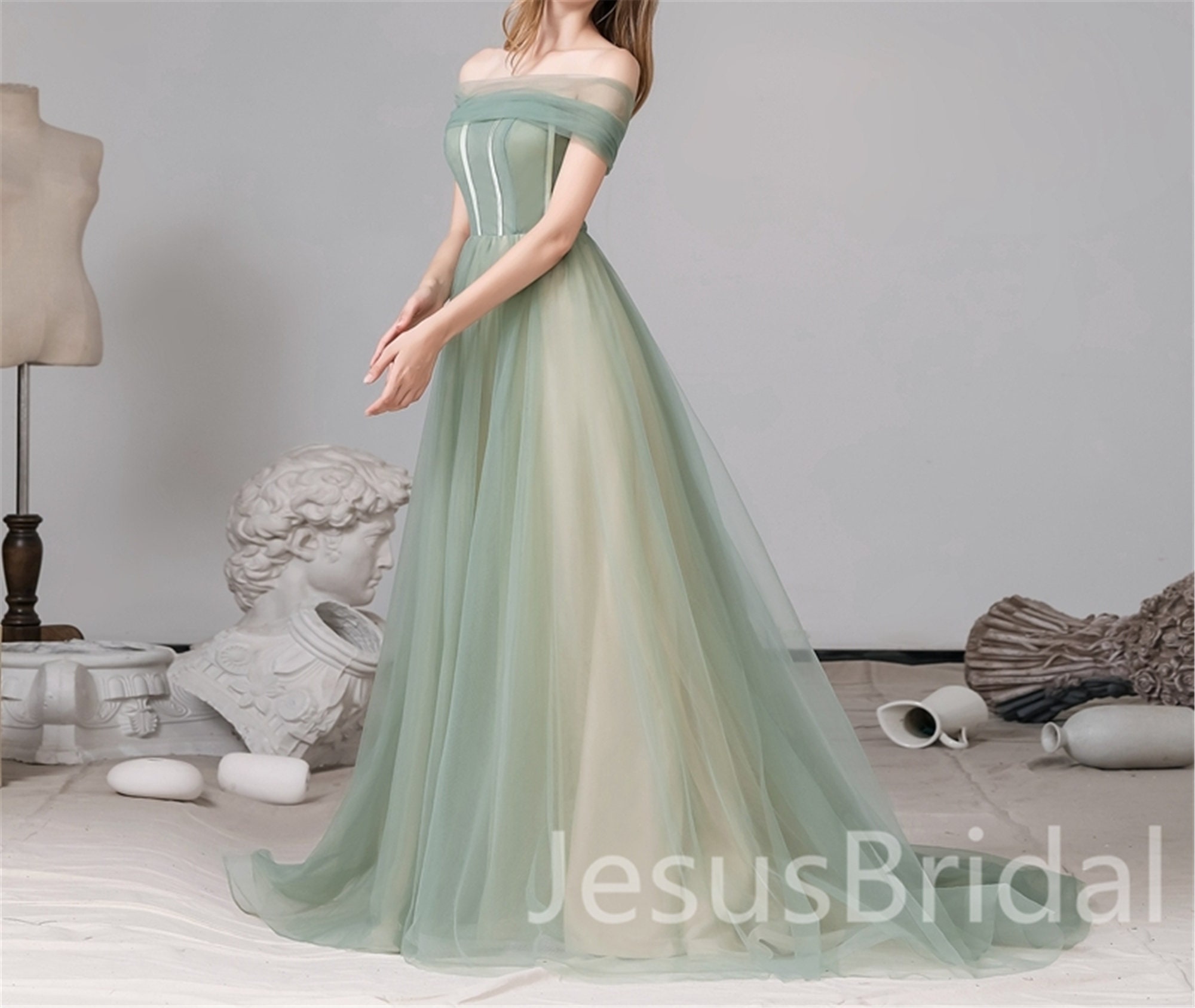 Fresh Light Green off Shoulder Prom Dress A-lineprom Dresses - Etsy  Singapore
