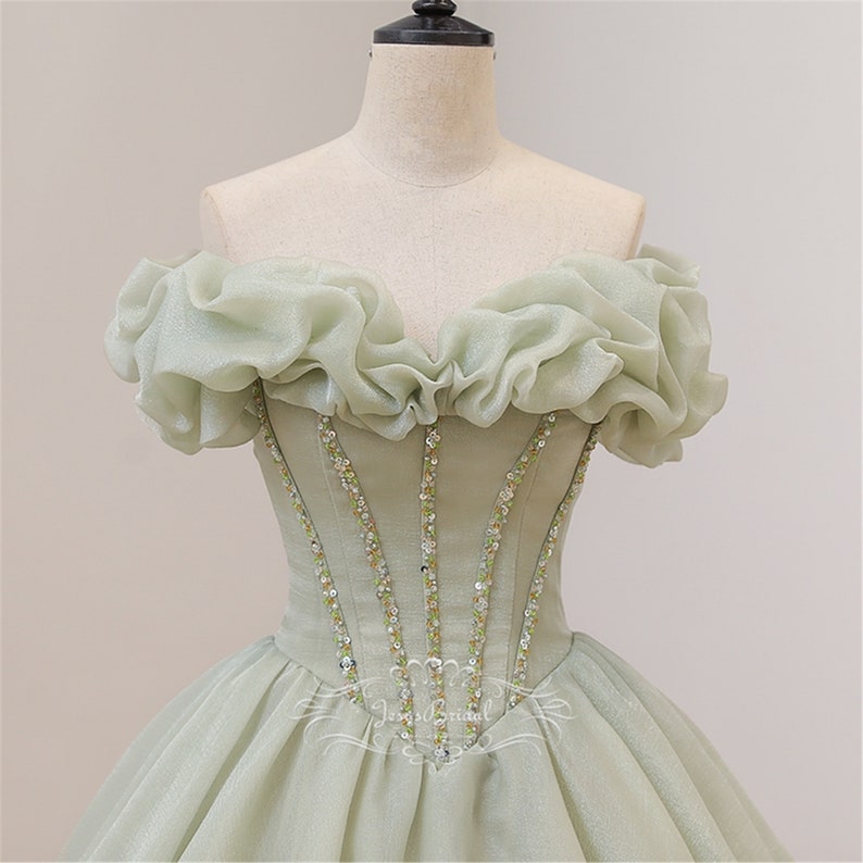 Light Green Fairy Prom Dress off Shoulderprom Dresses for Etsy