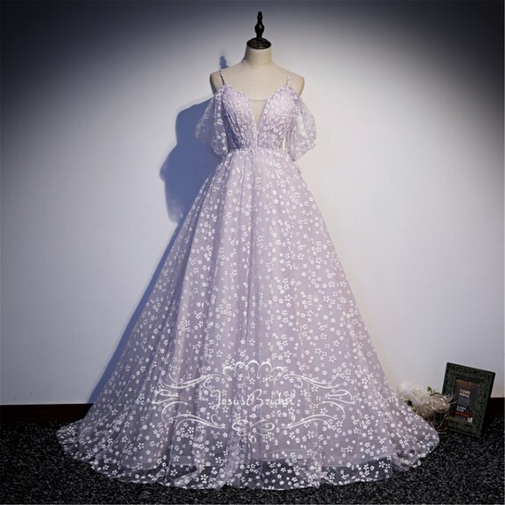Prom Dress Light Purple Floral Prom 