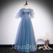 Blue Off Shoulder Prom Dress Fairy,Senior Prom Dresses Girl,Bridesmaid Dress,Evening Party Dress Gown Students,Prom Gown Girls,Formal Dress 