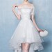Off Shoulder Asymmetrical Short Wedding Dress With Sleeve Vintage Bridal Dress Bridal Dressing Gown Prom Evening Dress Bridesmaid Dress 