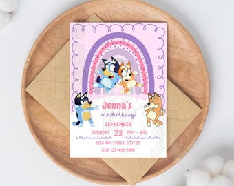 Editable Bluey Birthday Invitation