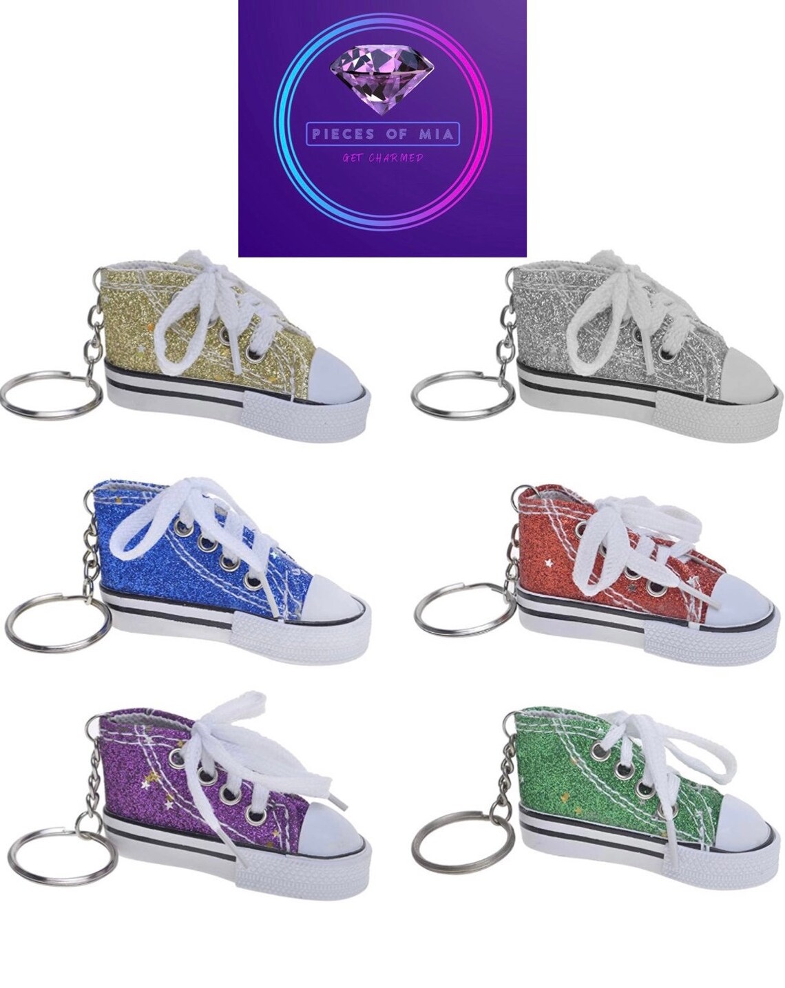 Glitter keychain shoes Etsy