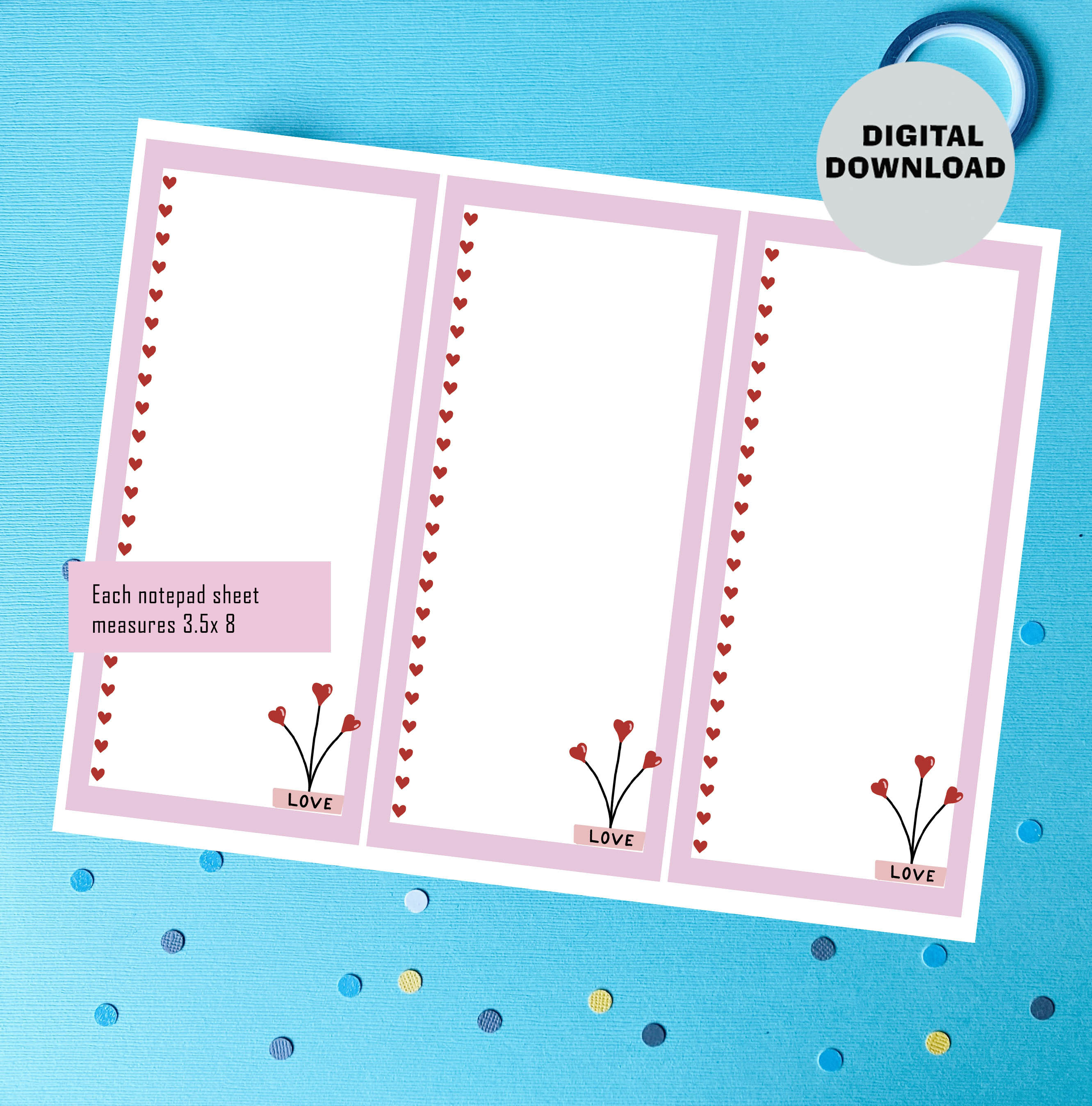 Hearts notepad valentine's day notepad to do list diy Etsy