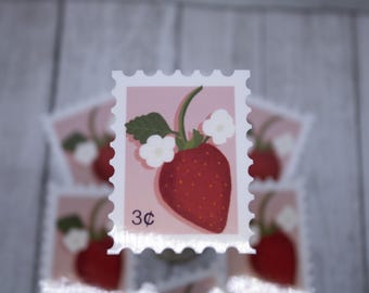 Strawberry stamp vinyl sticker