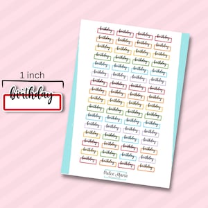 Happy birthday labels for calendar planner colorful rainbow vibrant stickers for organizing