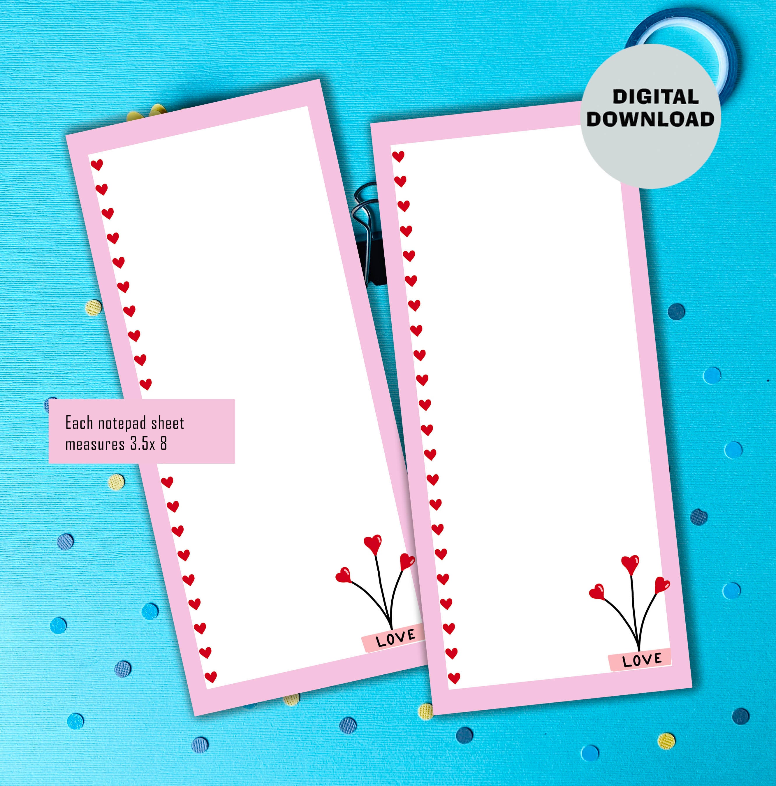 Hearts notepad valentine's day notepad to do list diy Etsy