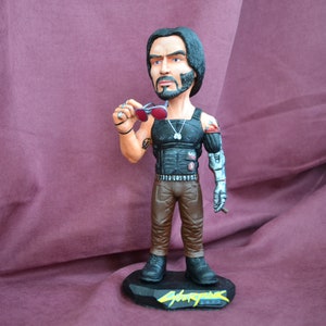 Cyberpunk Johnny Silver figure custom | Keanu Reeves chibi doll Samurai |   Christmas figure gift New Year