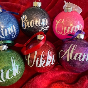 Personalized Christmas Decorations, Glitter Christmas Ornament, Holiday Decor, Glass