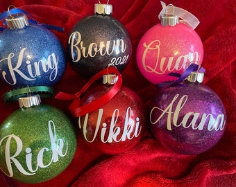 Personalisierte Weihnachtsdekoration, Glitter Weihnachtsverzierung, Feiertagsdekor, Glas