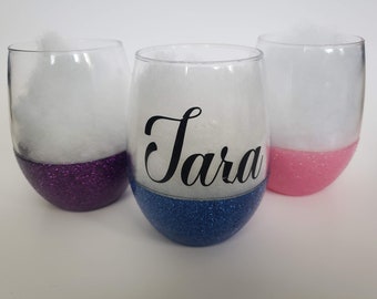 Glitter Stemless Weinglas, Personalisieren - Brautjungfer Geschenk, besonderer Anlass, Weinliebhaber