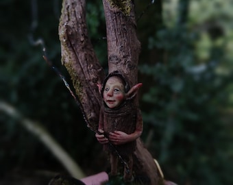 Ooak Pixie Fairy Miniature Art Doll Fantasy wall Hanging Sculpture
