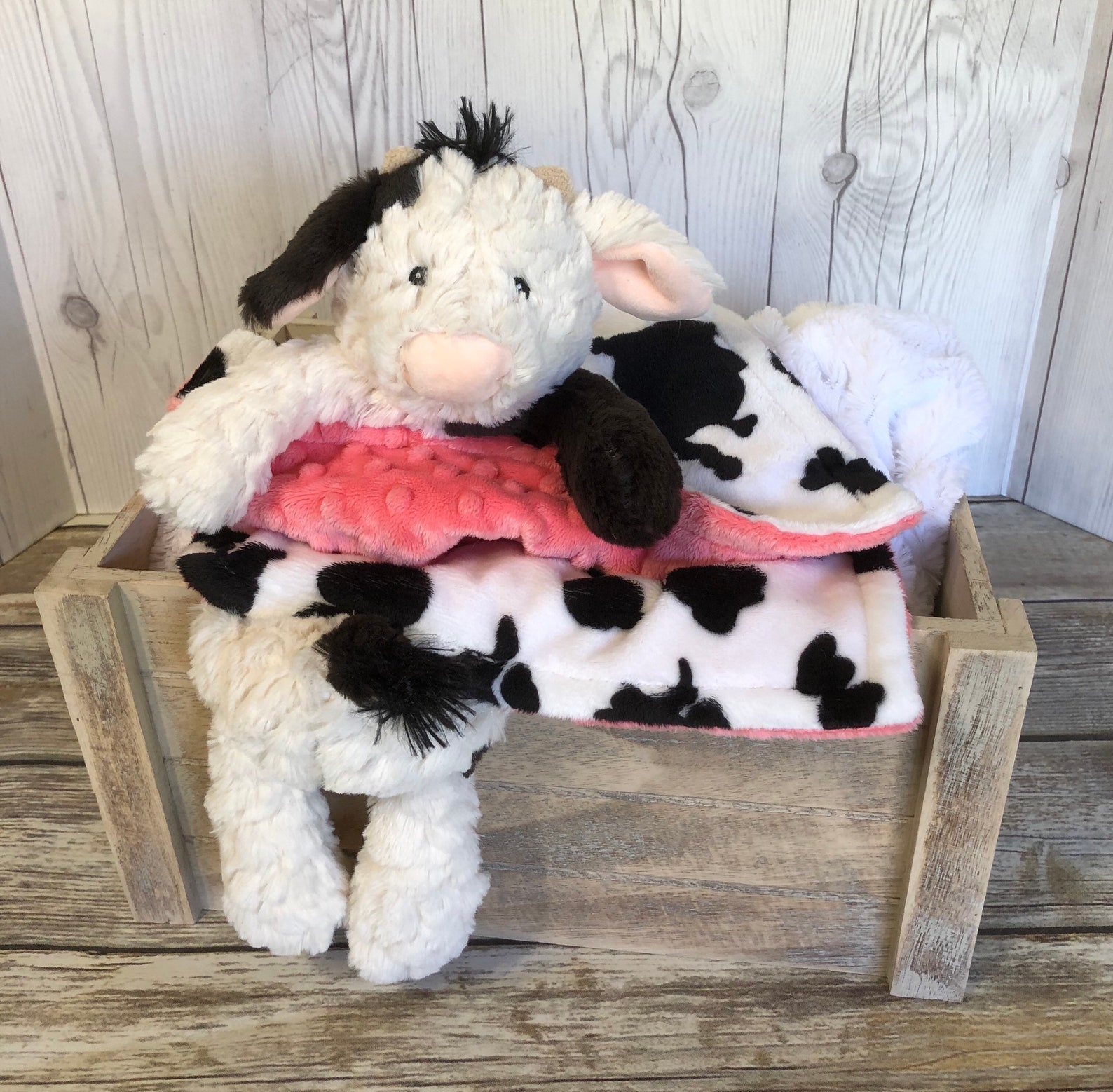 Girls Cow Plush Lovey Security Blanket Personalized Cow Plush | Etsy