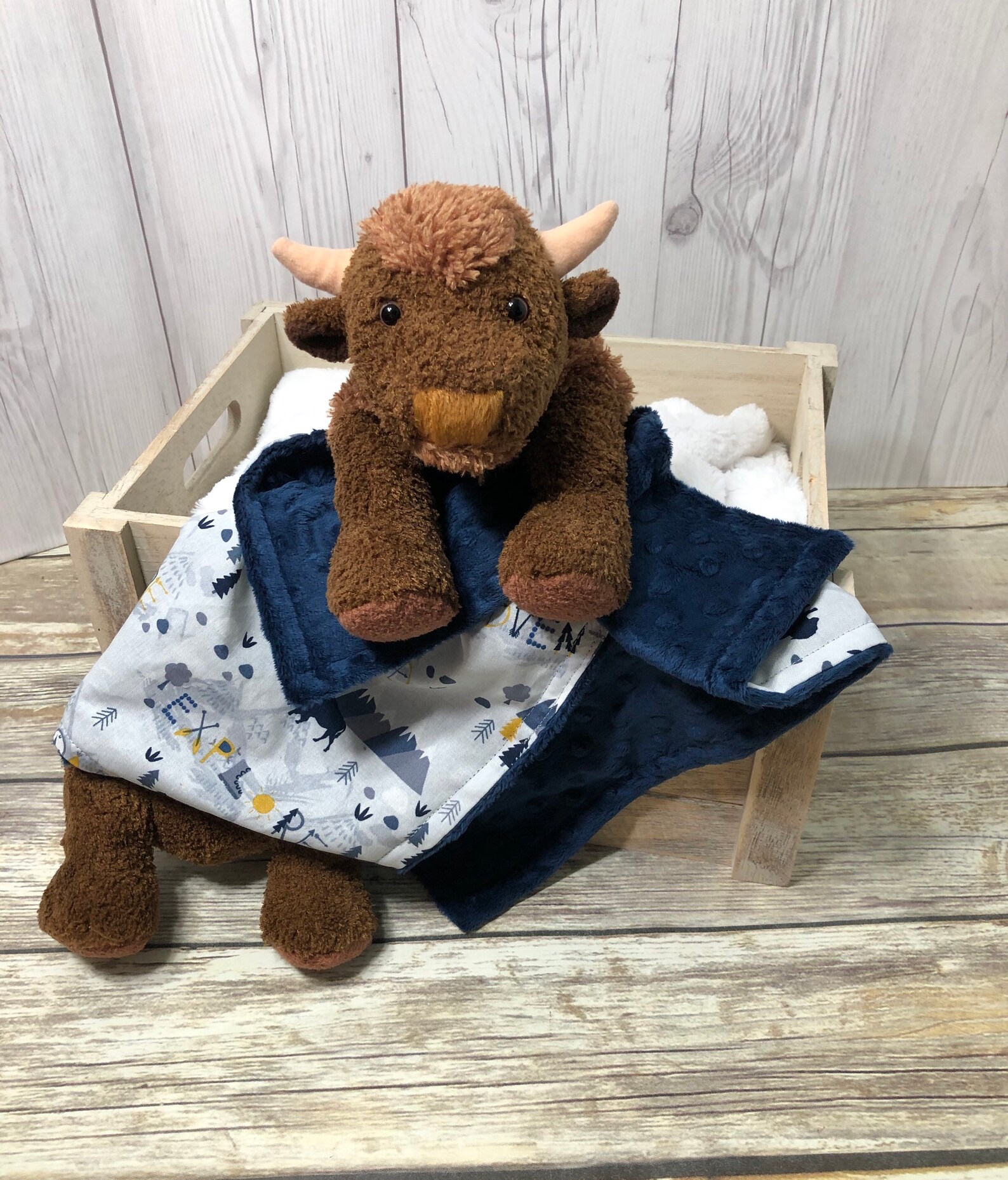 Buffalo Plush Lovey Security Blanket Personalized Buffalo Etsy