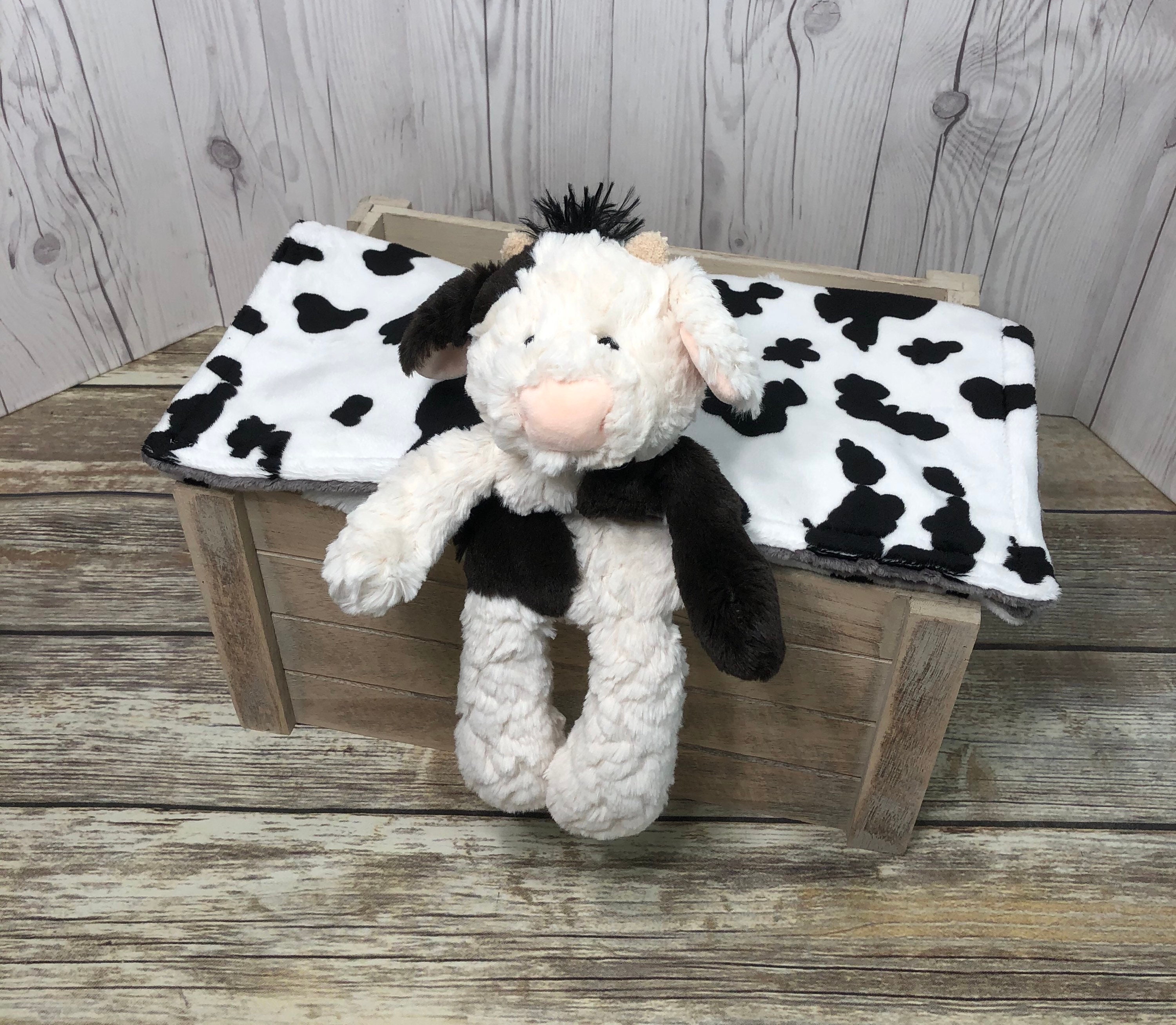 Cow Plush Lovey Security Blanket Personalized Cow Stuffed Etsy