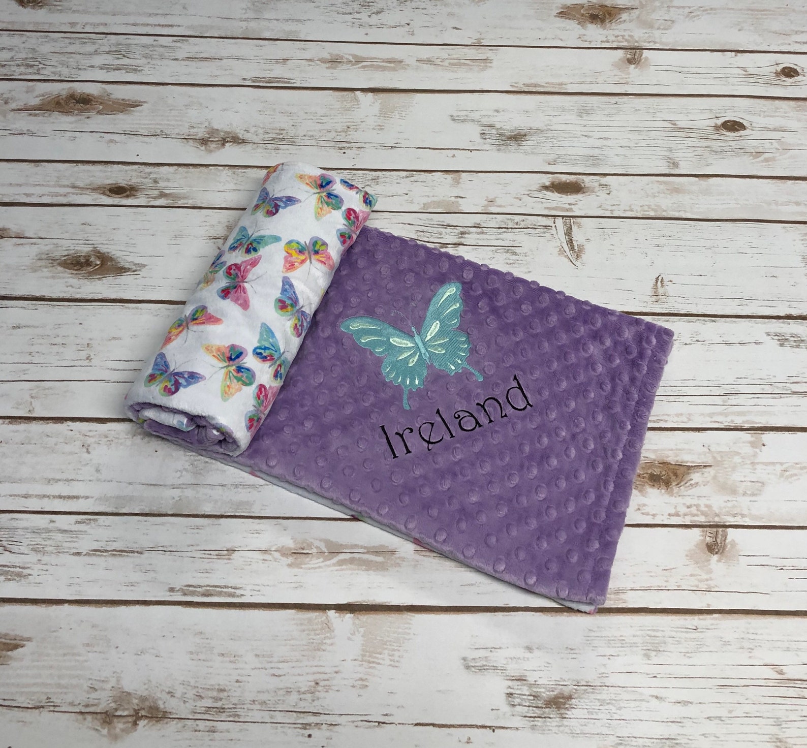 Butterfly Minky Baby Blanket Personalized Butterfly Baby Etsy