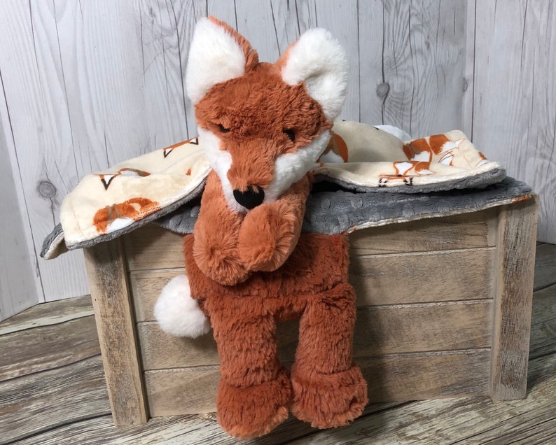 Fox Plush Lovey Security Blanket Personalized Fox Stuffed Etsy
