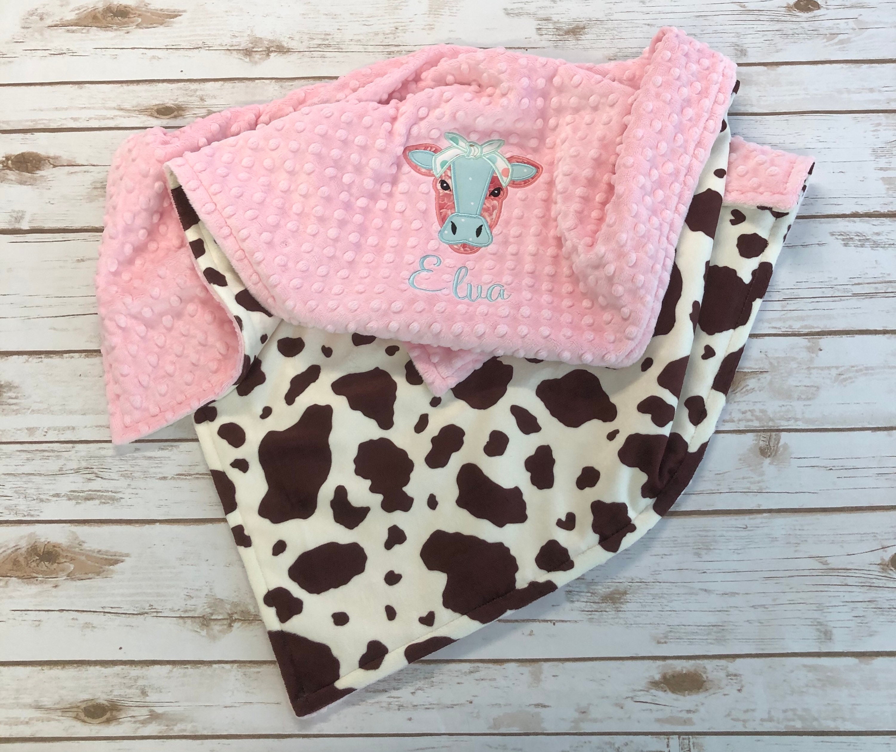 Cow Minky Baby Blanket Personalized Cow Baby Minky Blanket Etsy