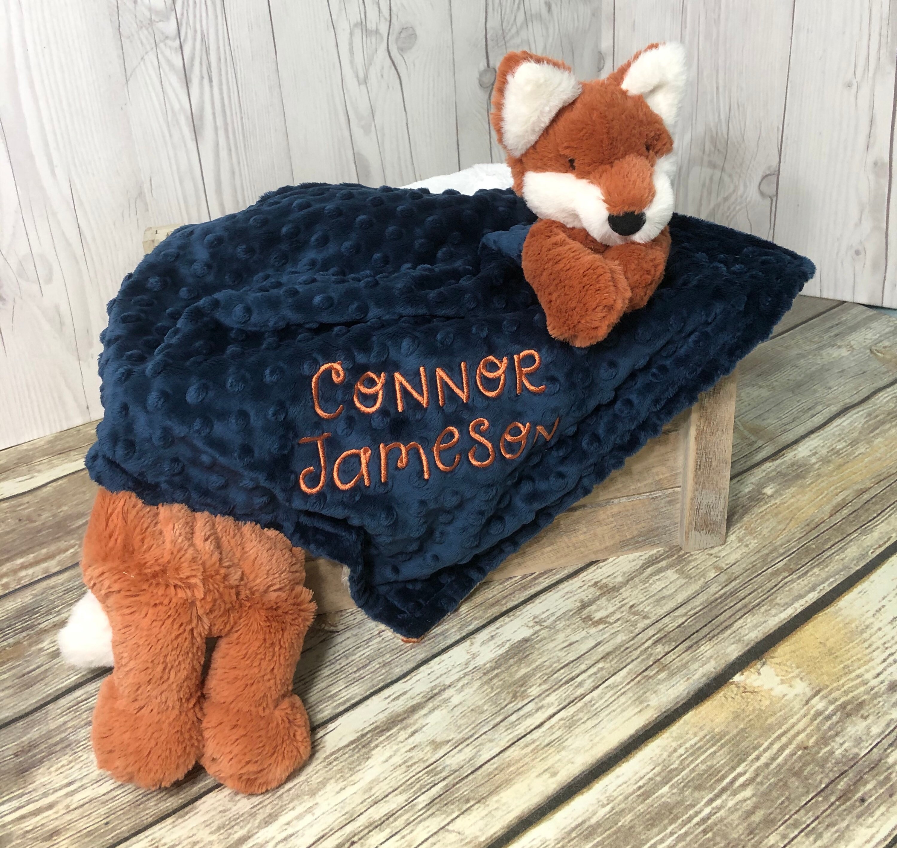 Fox Plush Lovey Security Blanket Personalized Fox Plush Etsy