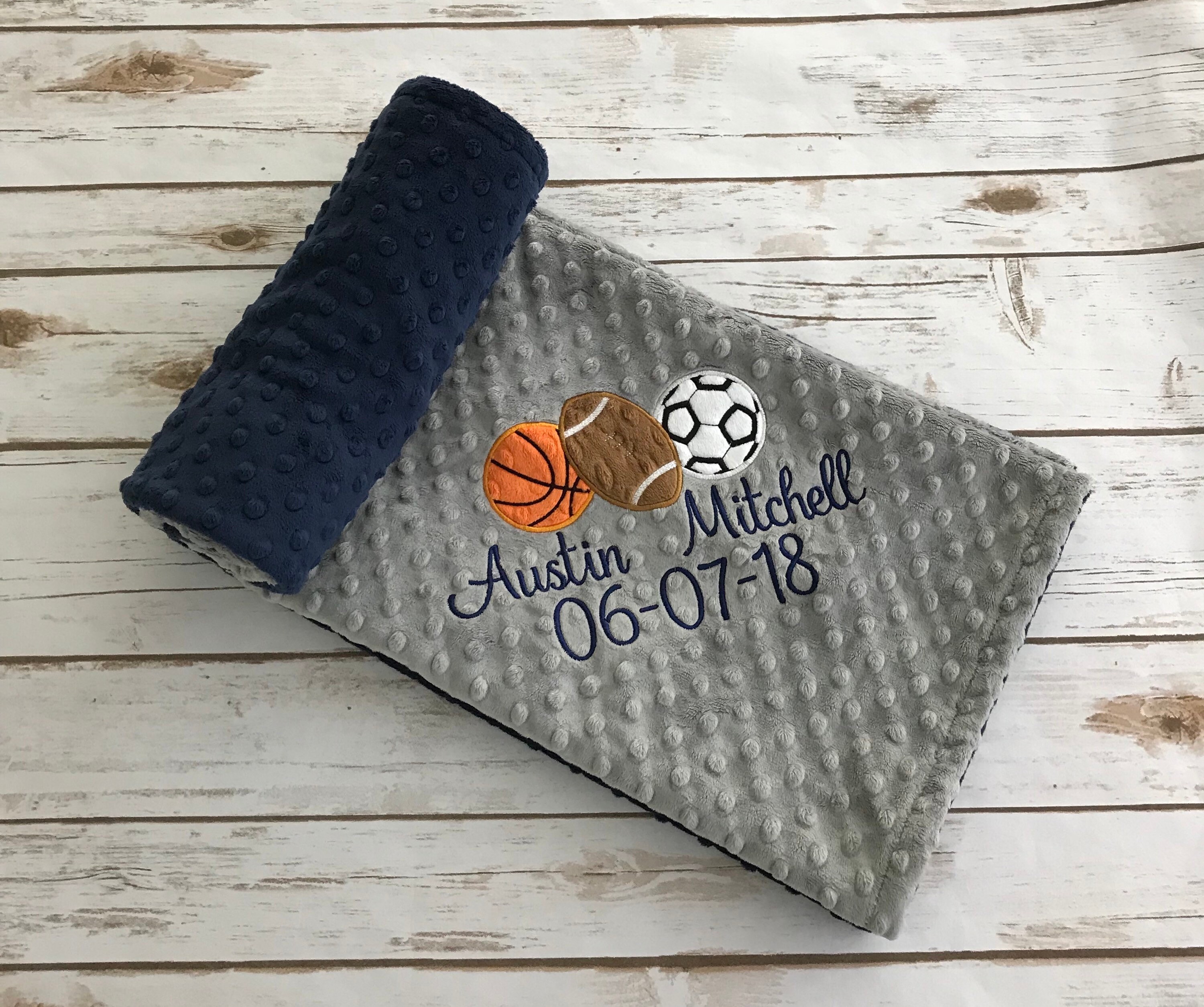 Sports Minky Baby Blanket Personalized Basketball Baby Etsy