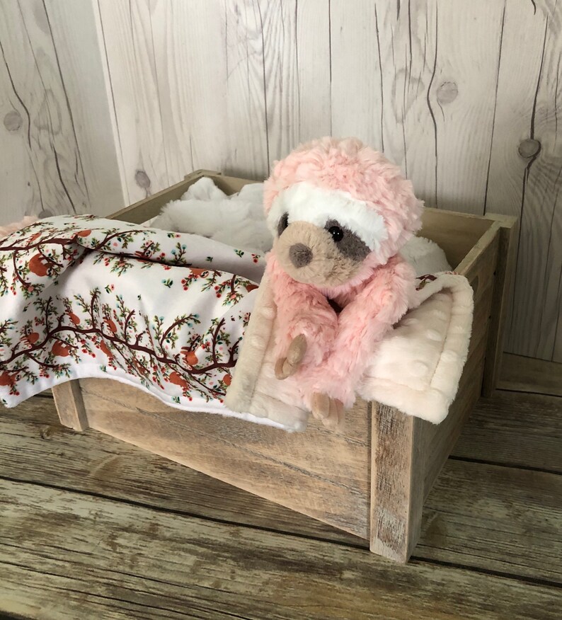 Pink Sloth Plush Lovey Security Blanket Personalized Sloth Etsy