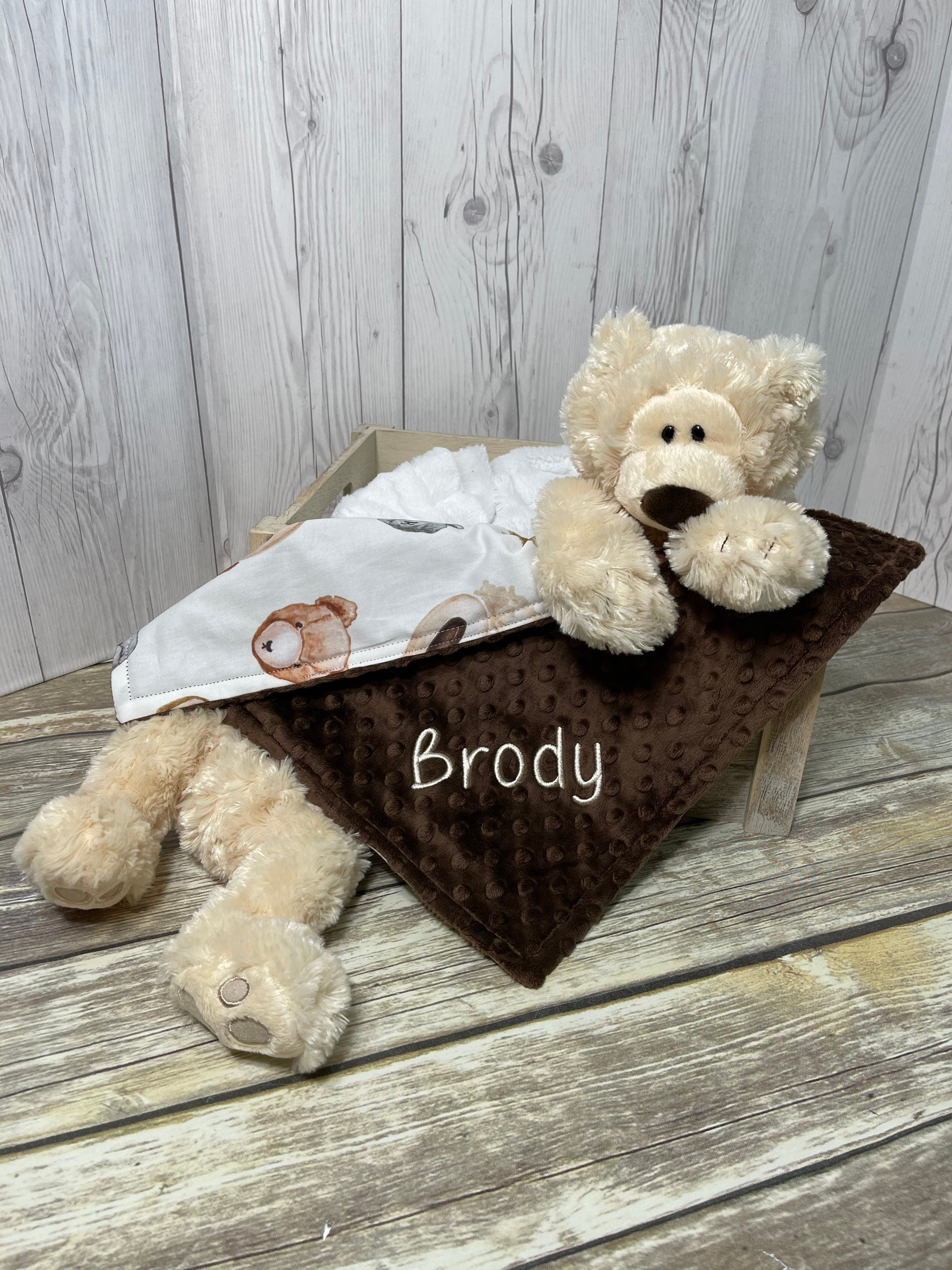 Teddy Bear Plush Lovey Security Blanket Personalized Teddy Bear Plush Lovey Woodland Teddy Bear Security Blanket Personalized