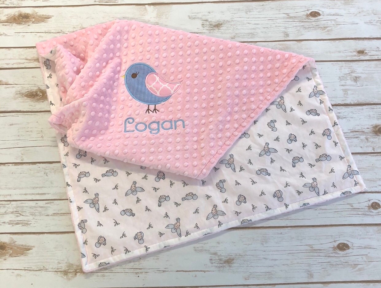 Bird Minky Baby Blanket Personalized Bird Minky Blanket Etsy