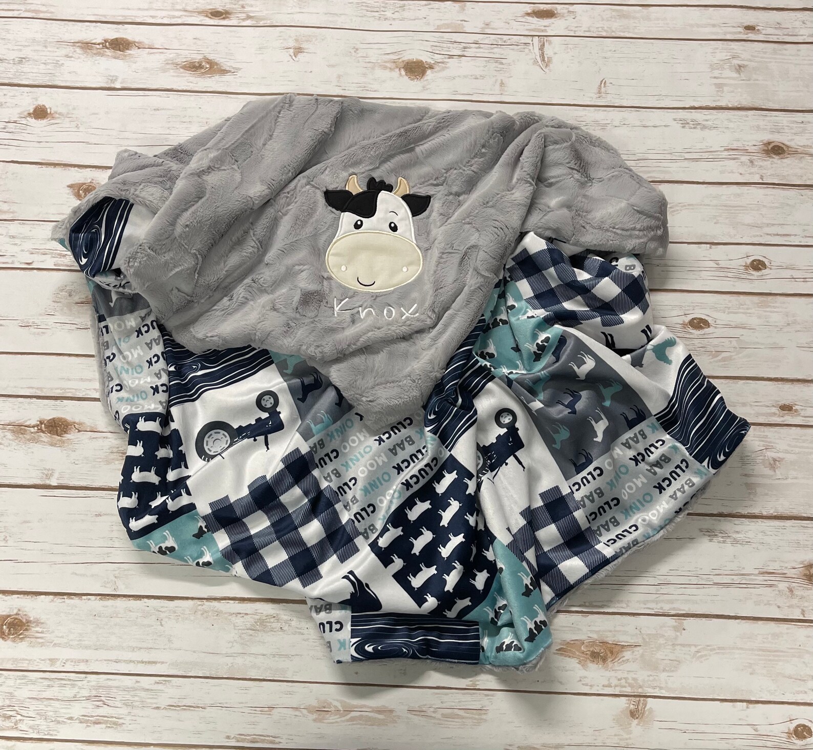 Download Boys Cow Minky Luxe Blanket Personalized Soft Baby Boy Cow ...