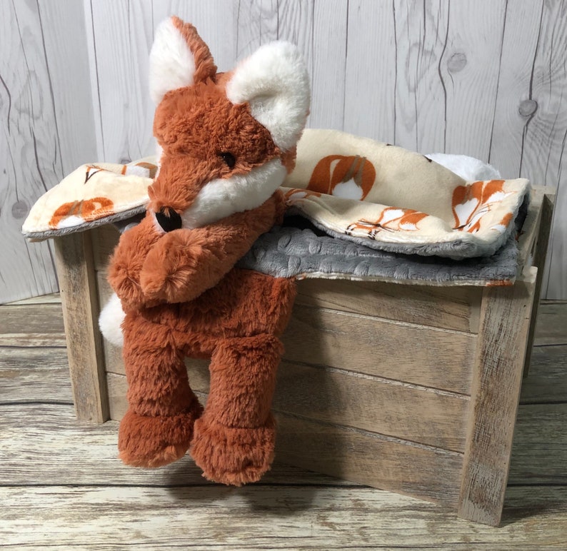 Fox Plush Lovey Security Blanket Personalized Fox Stuffed Etsy