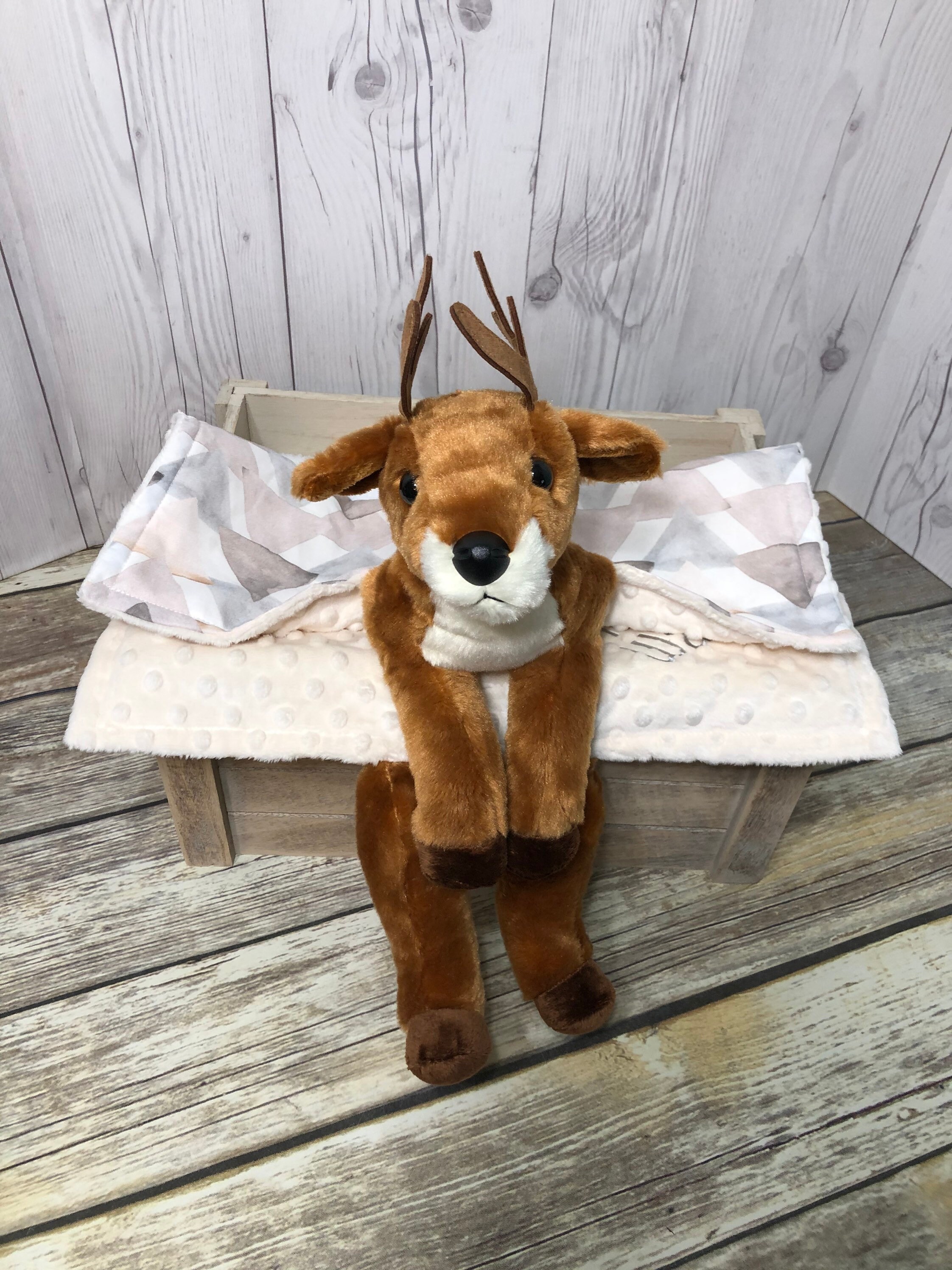 Deer Plush Lovey Security Blanket Personalized Deer Plush Etsy UK