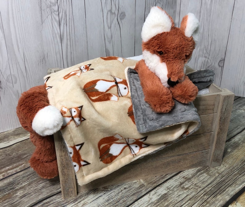 Fox Plush Lovey Security Blanket Personalized Fox Stuffed Etsy