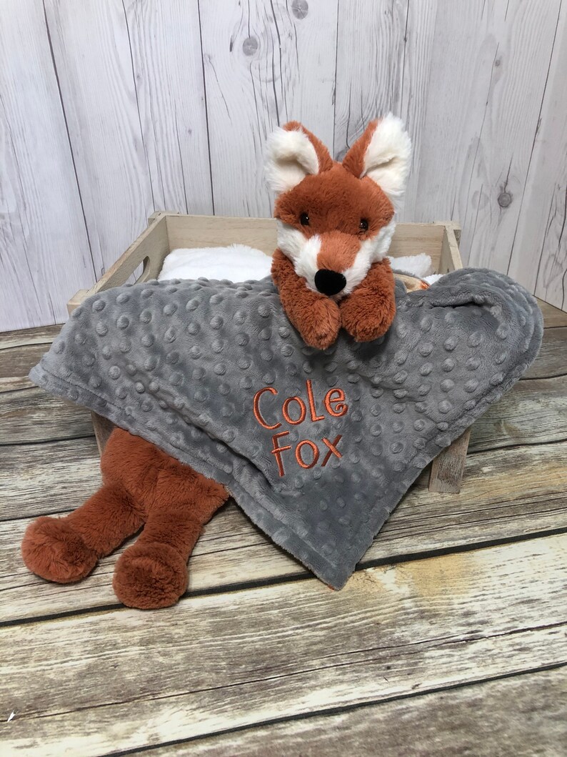Fox Plush Lovey Security Blanket Personalized Fox Stuffed Etsy