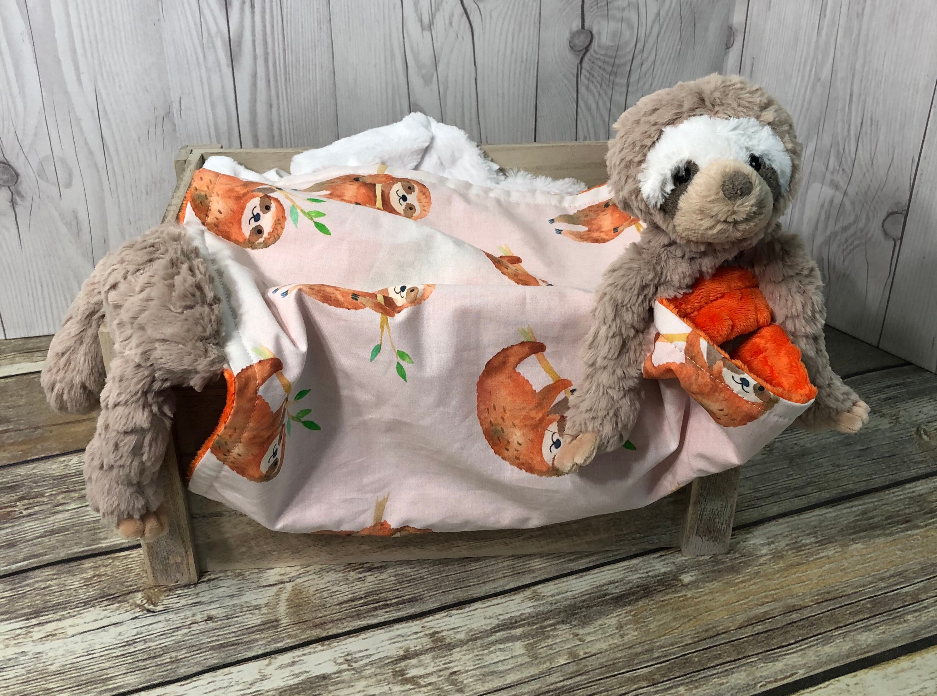 Sloth Plush Lovey Security Blanket Personalized Sloth Stuffed Etsy