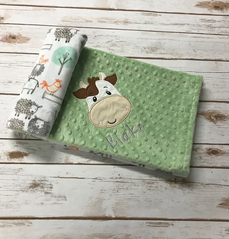 Cow Minky Baby Blanket Personalized Cow Baby Blanket Cow Etsy