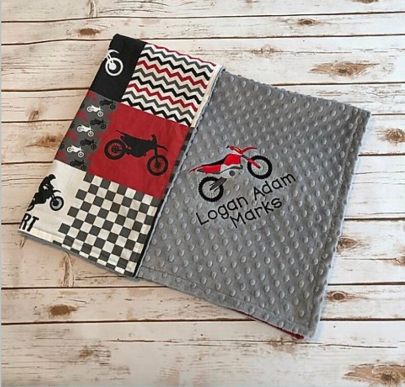Dirt Bike Minky Baby Blanket Personalized Dirt Bike Minky Etsy