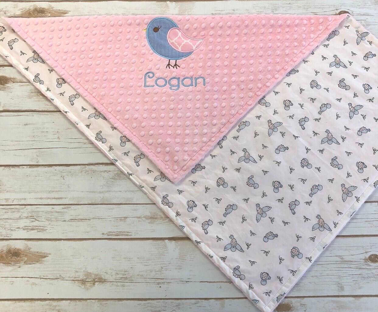 Bird Minky Baby Blanket Personalized Bird Minky Blanket Etsy