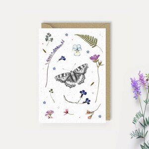 Schmetterling Grußkarte // Kornische Blumen
