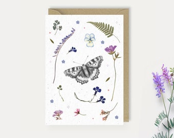 Butterfly Greeting Card // Cornish Pressed Flowers