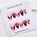 3d Flower Nail Design/Trendy Almond Shaped Nail/Burgundy French Tip Nail/Handmade Press on Nail/Elegant Classy Nail/Floral Nail Art product logo