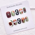 Hand Painted Flower Press On Nails: Summer Colorful Short Square Nail Art product logo