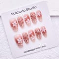 Crystal Flower Firework Handmade Press On Nails: Pink Cat Eye, Oval Shape product logo