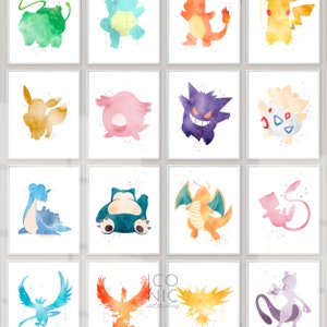 16er Set Drucke, Druckbare Kunst, Digitaler Download Drucke, Aquarell Kinderzimmer Dekor, Kinderzimmer Kunst, Gaming Zimmer Poster, Minimal Dekor