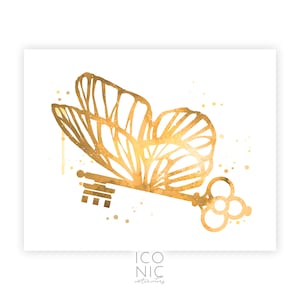 Flying Key Print, Wizards Printable, Magical Winged Key Digital ...