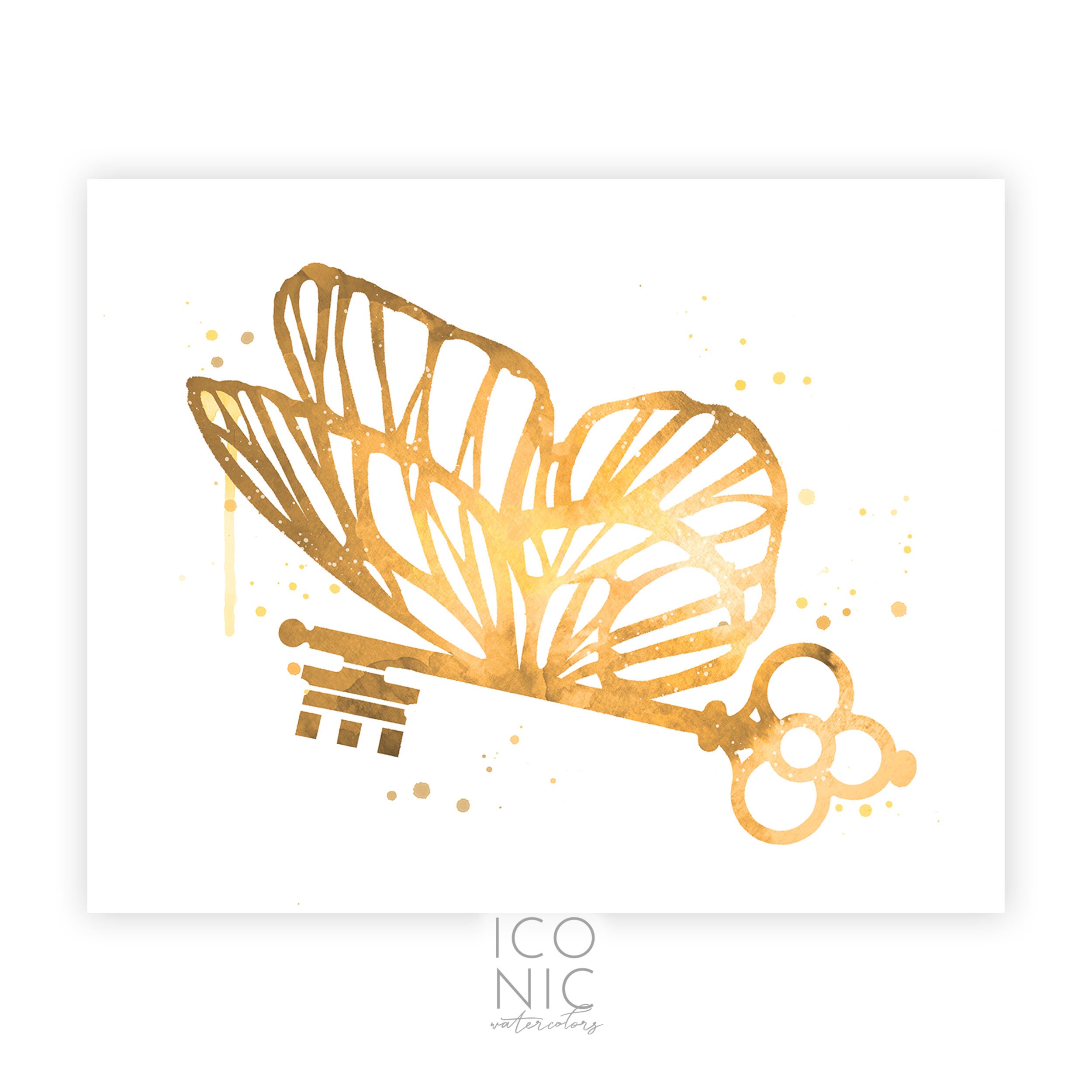 Wizard Key Sign Flying Key Print, Wizards Printable, Magical Winged Key Digital ...